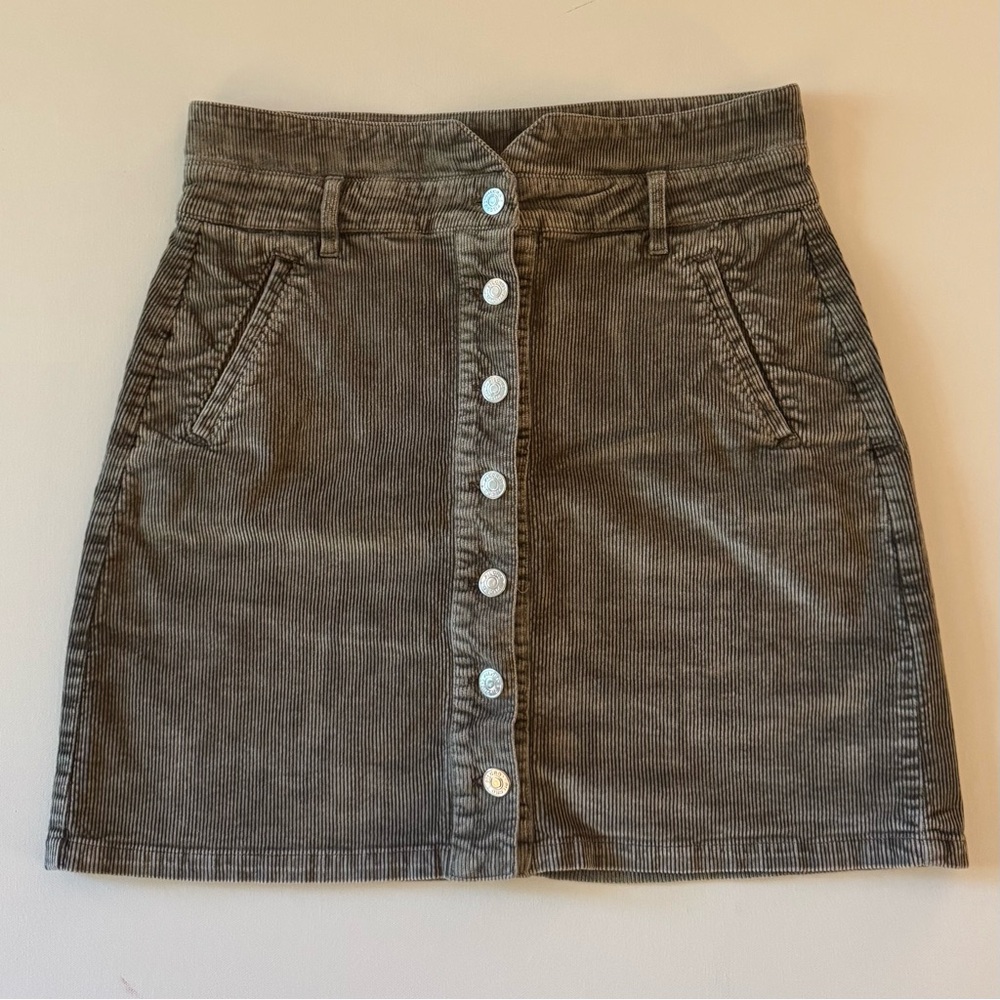 ANTHROPOLOGIE Pilcro Olive Corduroy Mini Skirt